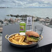 Vegan Burger With Fries, Lemonade And A Nice View  at Birgitta in Helsinki