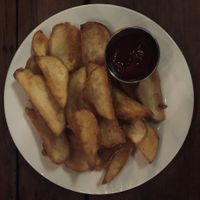 They're called fries, but they're more like chips--so good! at 620 Jones in San Francisco