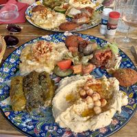 Vegan platter at La Maison du Knafé in Paris