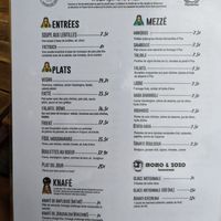 Menu, August 2022 at La Maison du Knafé in Paris