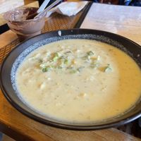 Bowl of corn chowder - not great   at Organic Garden Cafe in Beverly