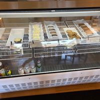 Dessert and beverage case at Organic Garden Cafe in Beverly