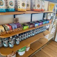 Packaged snack shelves at Organic Garden Cafe in Beverly