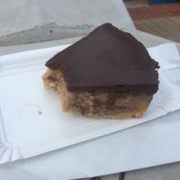 This is a hazelnut cream choc cake, gooey and gorgeous, so good I had to take a bite before my ipad came on! at Simple Bake in Zagreb