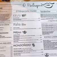 Carta at Bar O Palique Restaurante in Mondonedo