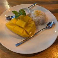 Mango with sticky rice and coconut sauce at Boo - Messeplatz in Basel