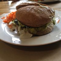 Portobello burger at Arbol de la Vida in Guatemala City