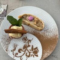 Apple strudel & ice cream 😋  at Boat House Bar in Mallorca