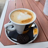 Oat cappuccino at Boat House Bar in Mallorca