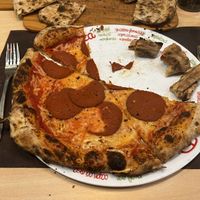 Vegan pizza with plant based chorizo and vegan cheese  at Sapori D'Italia in Santa Pola
