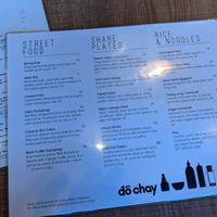 The menu, when I visited at Do Chay - Yaletown in Vancouver