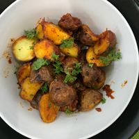 Papas bravas con mojo picón. at Plantae Gastrobar  in Tenerife