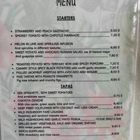 Menu at Plantae Gastrobar  in Tenerife