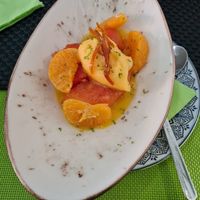 Mango sorbet with papaya at Plantae Gastrobar  in Tenerife