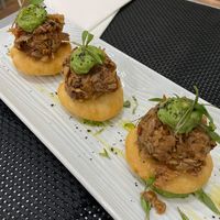 Mini arepitas con 'mechada' at Plantae Gastrobar  in Tenerife