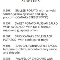 Menu at Plantae Gastrobar  in Tenerife