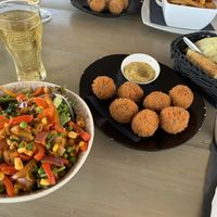 Vegan salad and bitterballen  at Noderstraun in Schiermonnikoog