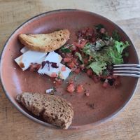 Salad with "vegan Burrata" at Noderstraun in Schiermonnikoog