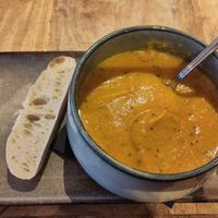 Very delicious soup made of courgette and sweet potatoes at Noderstraun in Schiermonnikoog