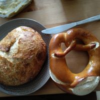 Rosemary bread (left) and Pretzel (right) at Bäcker Wiese in Eberswalde