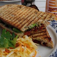 improv toast made for us in the spot at Café Zorn in Mora