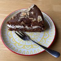 Apple, almond and cinnamon cake. at The Pier in Lairg