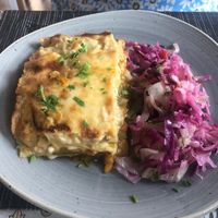 Lasagne with slaw  at Avocado in Rhodes