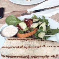 Fajita wrap with side salad at Prasad - Pearl District in Portland