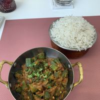 Bhindi Bhajee with rice at Ocean Spice in Cheb