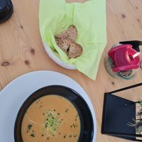 pumpkin soup w bread  at Planet One in Arbon