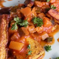 loaded polenta with crunchy tofu sticks ✨  at Planet One in Arbon