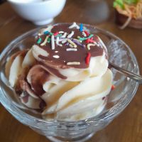 Passion fruit vegan icecream at Doa Sen Vang Nha Hang Chay An in Ho Chi Minh City