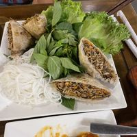 Vegan spring rolls with noodles   at Doa Sen Vang Nha Hang Chay An in Ho Chi Minh City