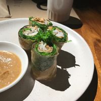 The summer rolls with peanut dipping sauce were wonderful! at Doa Sen Vang Nha Hang Chay An in Ho Chi Minh City