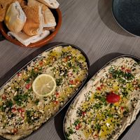 Hummus et moutabel at Sham - Mont Royal in Montreal