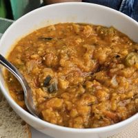 Linsensuppe (lecker!) at Veganbar in Bremen