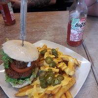 Burger and Chillie Fries at Veganbar in Bremen