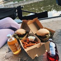 Burgers and fries  at Veganbar in Bremen