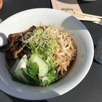 Veggie ramen with egg-less noodles at Suppugarudurin in Torshavn