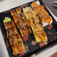 2 ohnagi rolls, 1 ebi tempura and 1 krunchy krab  at Wellness Sushi in Denver