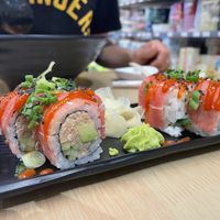 Hot flamingo roll  at Wellness Sushi in Denver