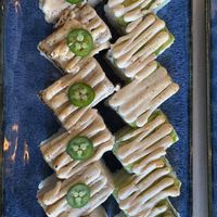 All crab (left) and avocado (right) oshi  at Wellness Sushi in Denver