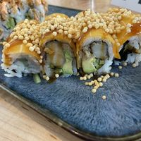 Smoky sake roll  at Wellness Sushi in Denver