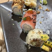 Top to bottom 1. Krunchy Krab (my personal favorite) 2. Hot Flamingo 3.  Love in the Edo (originally came with 8 pieces each)  at Wellness Sushi in Denver