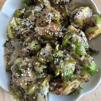 Miso balsamic Brussels sprouts —recommend!  at Wellness Sushi in Denver