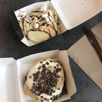 Vegan cinnamon rolls with different toppings from Cinnaholic #Veganuary at Cinnaholic in Dunwoody