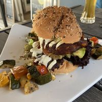 Spicy vegan burger  at De Zeemeeuw in Noordwijk