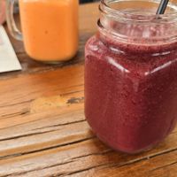 Acai/ banana smoothie and strawberry/ mango smoothie at De Zeemeeuw in Noordwijk