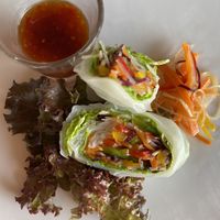 Vegan summer rolls with sweet chili sauce at The Lagoon in Lankanfinolhu