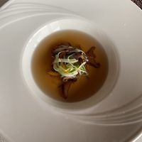 Vegan deconstructed soup with shiitake mushrooms and vegetables  at The Lagoon in Lankanfinolhu